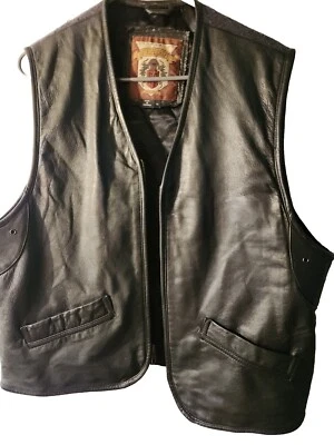 colete de motociclista de couro com zíper, feminino Europa artesanato vintage lã traseira M - Imagem 1 de 3
