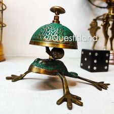 Table Bell Frog Brass Handmade Embossed Hotel Reception Bell, Desk Bell, Count