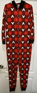 boys girls DISNEY 1 PC SLEEPER PAJAMA hood EARS! fleece medium red black SUPER! - Picture 1 of 2