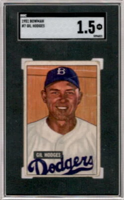 1951 Bowman #7 Gil Hodges SGC 1.5  Dodgers ID:52450 - Image 1 of 2