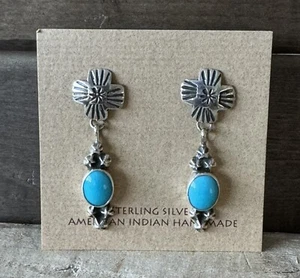Sleeping Beauty Turquoise ~ Post-Back Earrings By Geneva Apachito - Picture 1 of 1