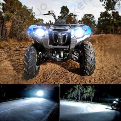 100W HEADLIGHTS FOR YAMAHA GRIZZLY 660, 400, 450, 350, 125 SUPER WHITE LED BULBS - Изображение 1 из 4
