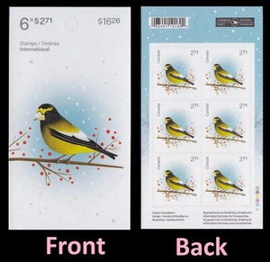 Canada 3367a Christmas Holiday Birds Grosbeak $2.71 booklet 6 MNH 2022 - Picture 1 of 3