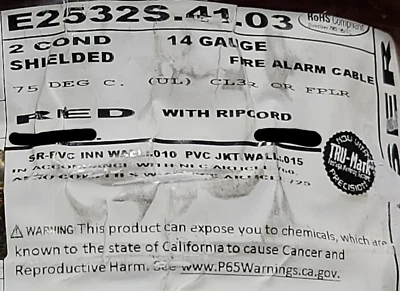 Carol E2532S 14/2C Solid Shield Riser Fire Alarm Cable Wire FPLR/CL3R Red /50ft - Image 1 of 4