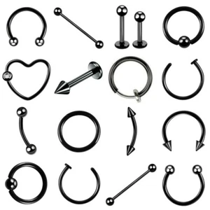 NASENPIERCING PIERCING EDELSTAHL RING NASENRING BCR HUFEISEN LIPPE LABRET STAB - Bild 1 von 13