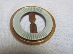 Vintage 1-11/16” Plastic Sash Belt Buckle Carved Gray on Clear Yellow Lucite - Picture 1 of 4