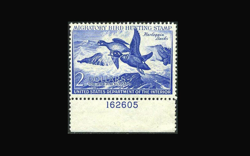USA Federal Duck Stamp-Mint OG&H, VF S#RW19 Fresh stamp, Pl.# attached at bottom - Image 1 of 1