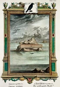 1735 Noah’s Ark, raven, j. j. Scheuchzer, Bible engraving, folio, hand coloured - Picture 1 of 3