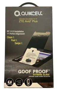 Quikcell Goof Proof Glass Screen Protector for ZTE Avid Plus - Clear - Picture 1 of 5