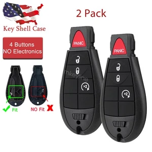 2 For 2015 2016 2017 2018 2019 2020 2021 Jeep Cherokee Remote Key Fob Case Shell - Picture 1 of 7