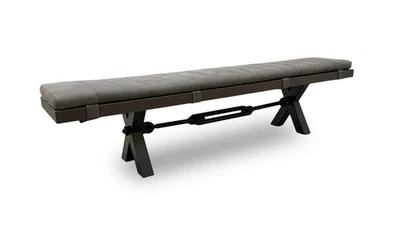 Furniture Village Bodahl 'Terra'  Dining Bench + Grey Pad Smoked Solid Oak 220cm - Image 1 of 4