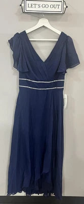 Maxi Vestido Ever Pretty Para Mujer Grande Azul Marino Gasa Estrás Cinturón Fiesta Foto 1 de 4