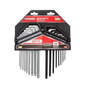 Husky 18-Piece Non-Slip Hex Key Set MM & SAE Ball End Allen Wrench Set Lifetime - Picture 1 of 5