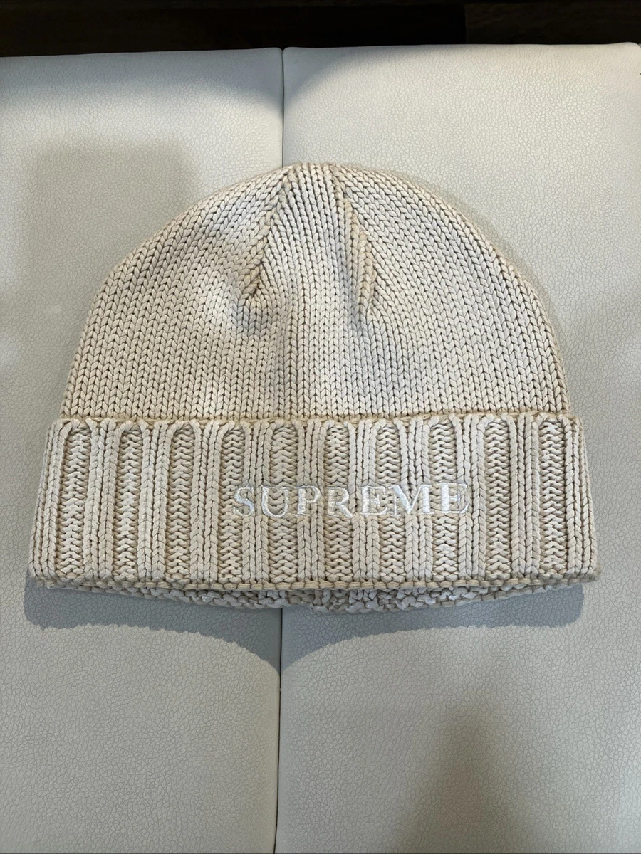 SS22 Supreme Overprint Beanie White Knit One Size 100% Authentic