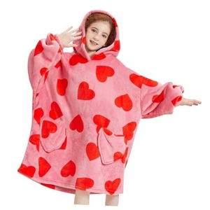  Love Print Blanket Hoodies for Oversize Wearable Blanket Kids 6-13YR Re Love - Picture 1 of 7