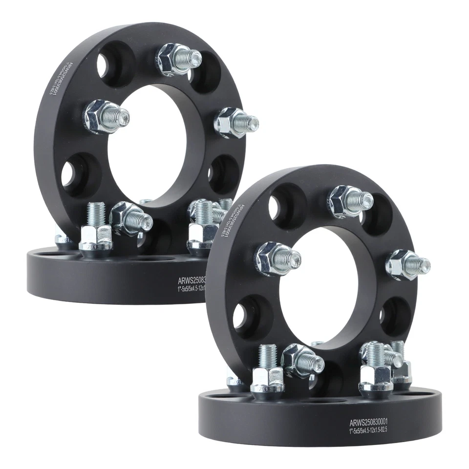 4Pcs Wheel Spacers 1" 5x5"to 5x4.5" M12x1.5 82.5mm Black Foto 1 de 4