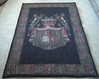 Blason Tours Lined Tapestry Medieval Crest French Coat of Arms 74"x 53" Black - Image 1 of 4