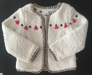 FRENCH IKKS GIRL 4 YR SHERPA FALL JACKET  FLANNEL LINED EASY ZIP FUN TASSELS NWT - Picture 1 of 6