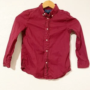 Ralph Lauren Boys Burgandy Long Sleeve Button Up 100% Cotton Shirt Size 6 - Picture 1 of 8