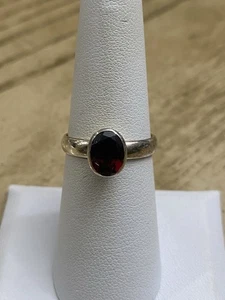 DOUG PAULUS Designer Signed Garnet Sterling Silver Ring ~ dP 925 India ~ SIZE 7 - Picture 1 of 3