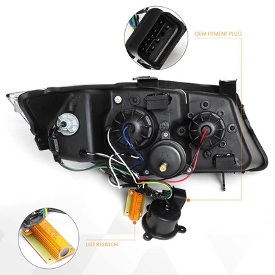Fit For BMW 3-Series 2005-2008 Black LED 3D Crystal U-Halo Projector Headlight Foto 1 de 4
