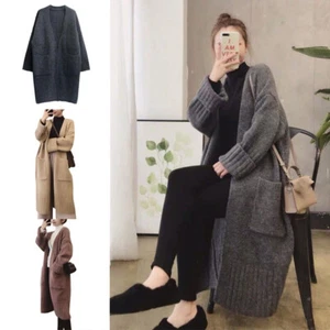Chunky Women Cardigan Ladies Long Knit  Sweater Outwear Jacket Coat Winter - Picture 1 of 12