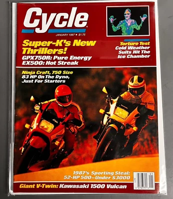 Cycle Magazine Jan 1987 Vintage Motorcycle Biker Street Race Honda BMW Kawasaki - Image 1 of 4
