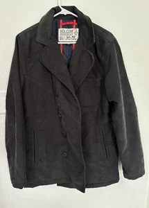 Volcom Workwear Corduroy Peacoat Jacket Double Breasted Gray Medium Men - Picture 1 of 18