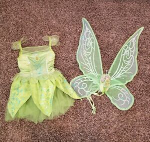 Disney Store Tinkerbell Outfit Costume W/ Wings Girls Sz S 5/6