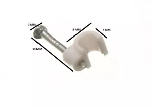 Round white cable wire cord clips 3.5 mm pack size 60 - Picture 1 of 1