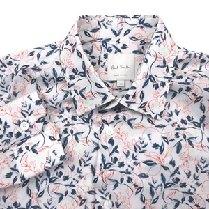 $295 PS Paul Smith Slim Fit White Floral Button Down Shirt Italy Men Size Medium - Picture 1 of 10