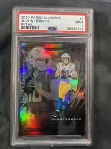 2020 PANINI ILLUSIONS RETAIL #7 JUSTIN HERBERT ROOKIE CARD GEM MINT PSA 9 - Picture 1 of 2