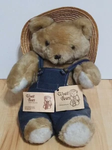 Vintage Wyatt Teddybär Farmer Gardner Overall Overall 15" mit Originaletikett  - Bild 1 von 11