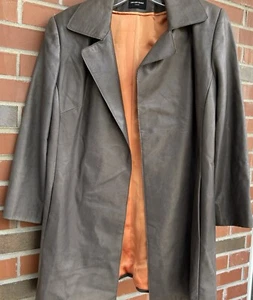 Sam Kori George Womens Leather Jacket Gray Sz M Open Front - Picture 1 of 5