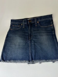 Madewell Denim Mini Skirt Raw Hem Cotton 5-Pocket Women's Size 30 (32”) Waist - Picture 1 of 6