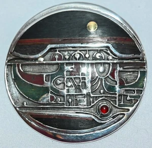 Vintage RARE Large 3” Solid Sterling Silver Modernist Brooch Jim McConnell - Picture 1 of 5