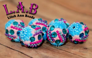 Cuentas boho hechas a mano con porcelana y cristales - Juego de 2 piezas - 16 mm - POR10 arco iris - Imagen 1 de 1