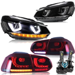 Für 2008-2013 VW Golf 6 Mk6 TSI TDI-Scheinwerfer+rote Räucherlichter+LED-Lampen - Bild 1 von 20