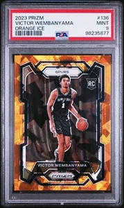 ๐๐ 2023-24 PANINI PRIZM VICTOR WEMBANAYAMA ORANGE CRACKED ICE RC #136 PSA ๐ ๐ง - Picture 1 of 3