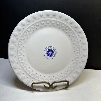 CMG Ceramics Portugal -White Salad Plate Embossed Dots & Ovals 8 3/4” C9mc952