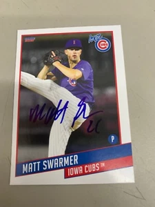 Tarjeta firmada Matt Swarmer 2021 Iowa Cubs tarjeta de equipo IP automática - Imagen 1 de 1