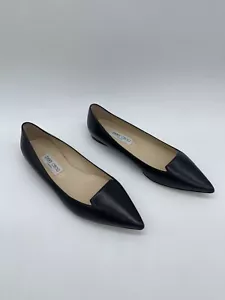 Jimmy Choo Attila Black Leather Pointed Toe Flat EUR 41 -Women’s US 11 - Picture 1 of 10