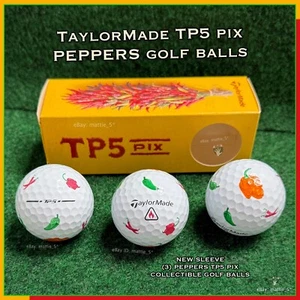 TaylorMade TP5 pix PEPPERS Logo Golf Balls NEW SLEEVE - 3 RARE pix GOLF BALLS - Picture 1 of 1