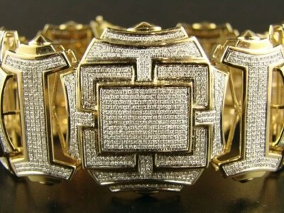 Brazalete de tenis para hombre de circonita cúbica de corte redondo enchapado en oro de dos tonos 14K plateado Foto 1 de 4