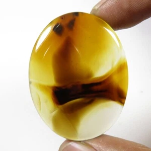 Natural Brown Agate Montana Gemstone 37x28 mm Smooth Oval Cabochon 38 Cts MT-09 - Picture 1 of 9