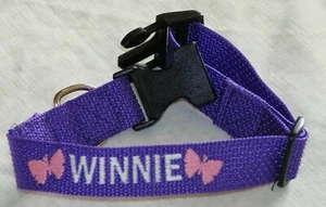 Personalized Dog Collar with Your Dogs Name Phone Number and Butterfly Design - Picture 1 of 10