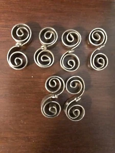 6 Hand Made Silver Tone Double Swirl Buttons - Picture 1 of 4