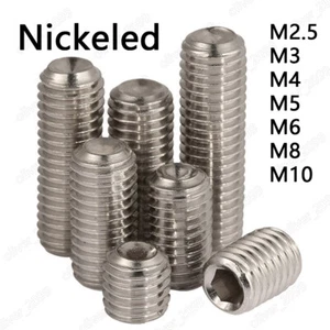 Nickeled 12.9 Steel Hex Socket Set Screw Cup Point Grub Screws M2.5 M3 M4 M5-M10 - Picture 1 of 5