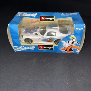 Disney Goofy Dodge Viper Burago 1/43 White Die-Cast Metal Toy Car B13 - Picture 1 of 4