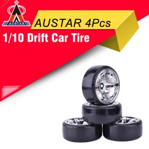 4pcs Tires Wheels Hard Wheel for 1/10 Traxxas HSP Tamiya HPI Kyosho RC Drift Car - Picture 1 of 9